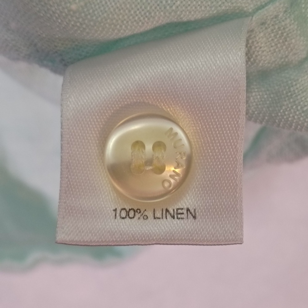 Murano Baird McNutt Linen Shirt Mens Large Mint Green Short Sleeve Button Up - Picture 9 of 11